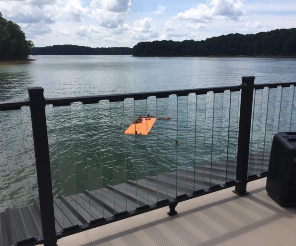 Lake Lanier clear railing installation services for boat dock