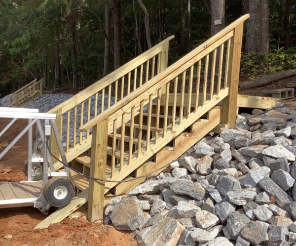 Lake Lanier outdoor wooden staircase installation company