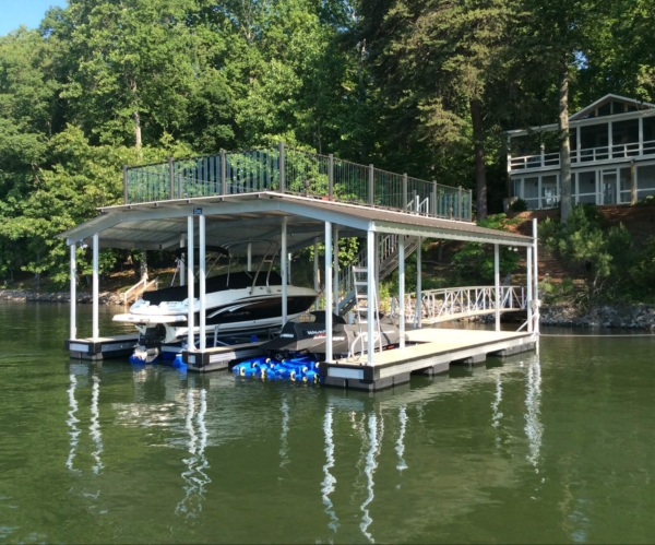Lake Lanier custom two story double slip boat dock