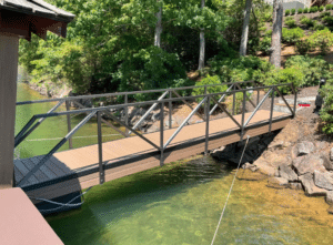 A boat dock with upgraded railing