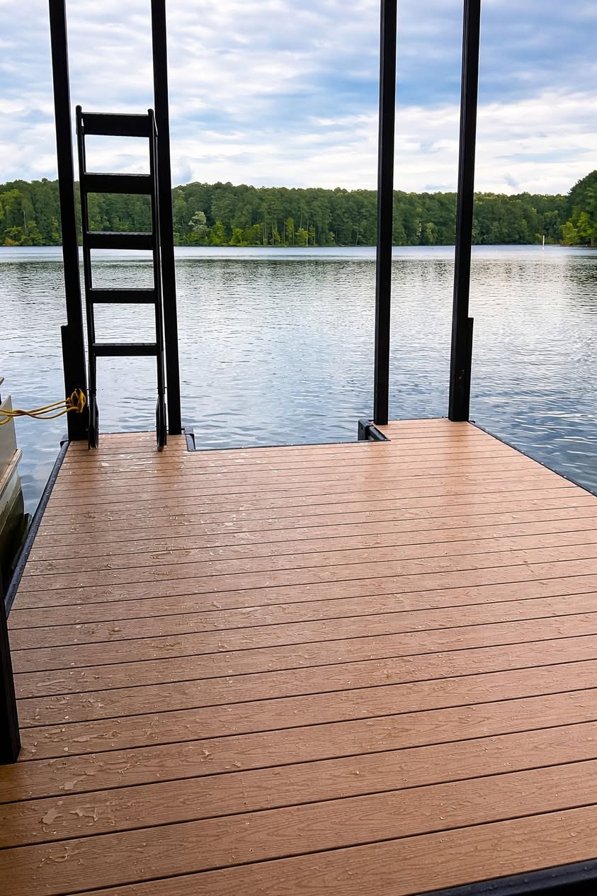 Dock redecking with PVC and composite decking on Lake Sinclair