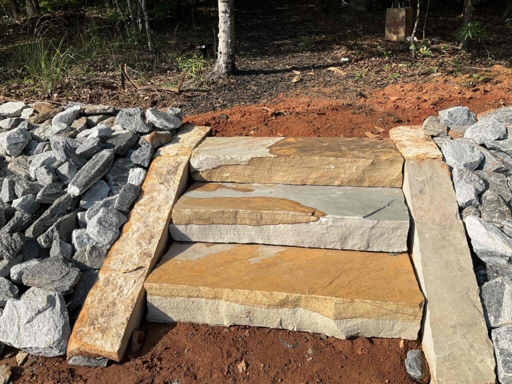 Rip Rap erosion control and shoreline steps on Buford Lake Lanier by Marine Specialties