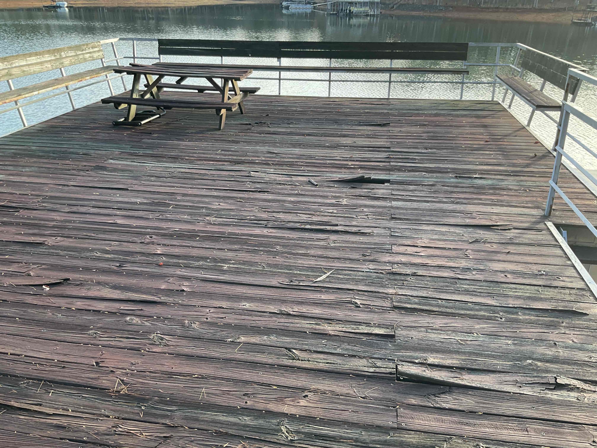 Redeck in progress on Lake Lanier