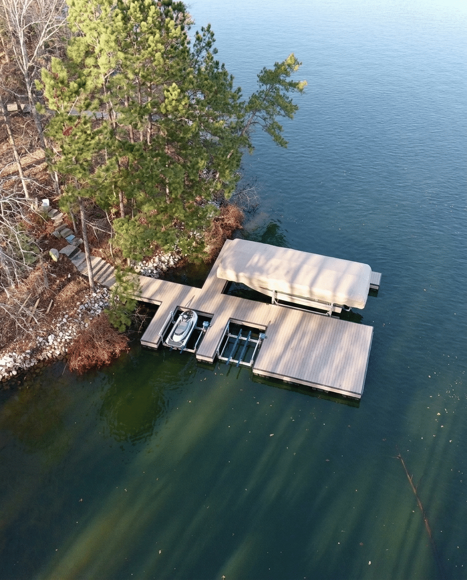 Custom aluminum boat dock completed on Lake Oconee