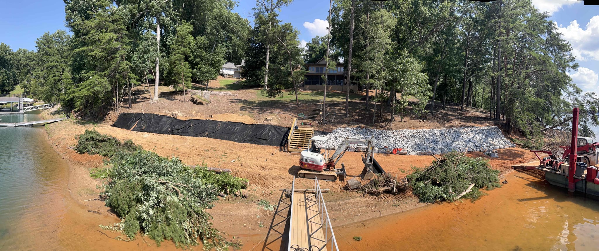 Bank graded to 2:1 slope before granite placement, Lake Lanier