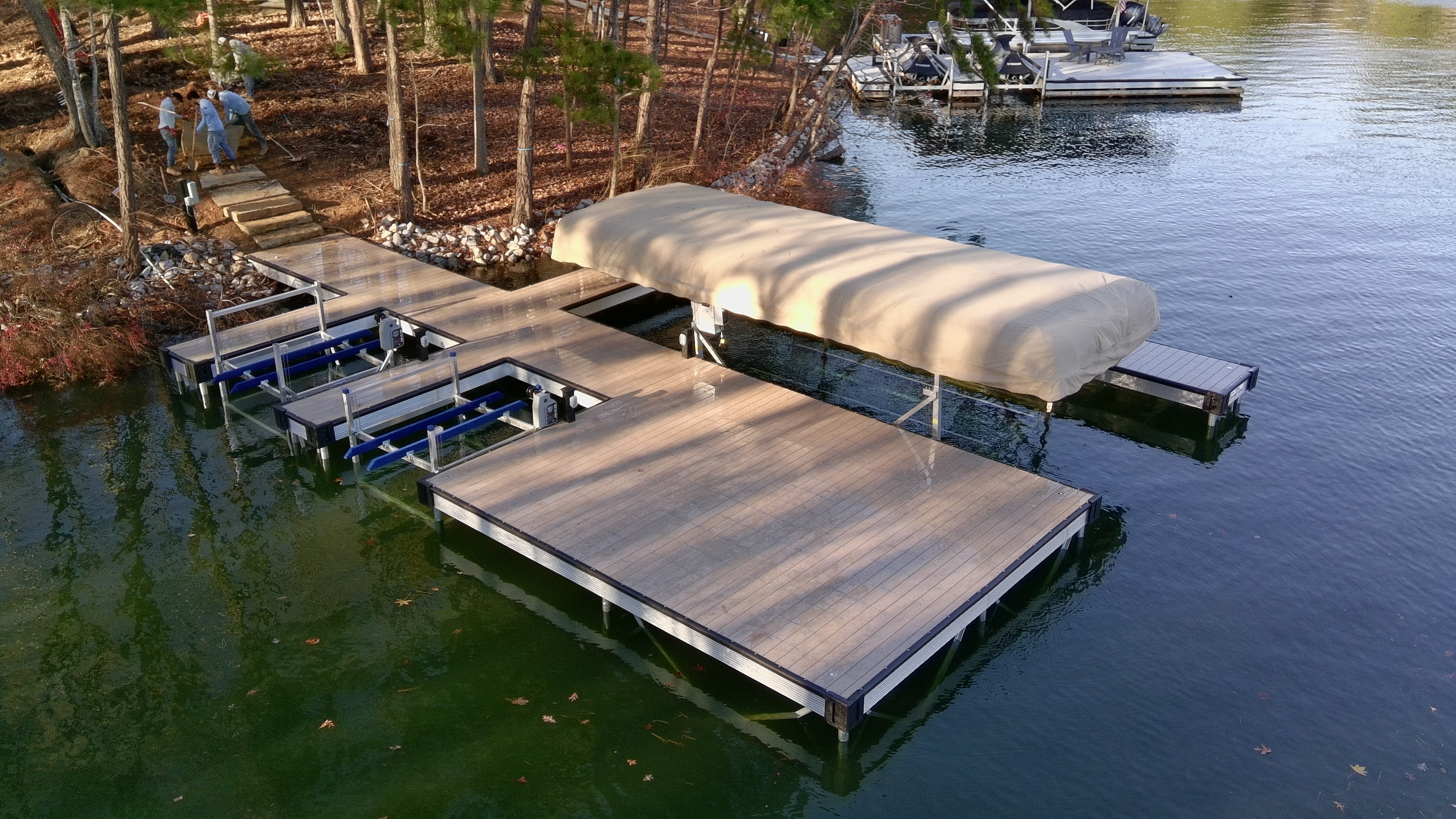 Boat Dock Construction and ShoreMaster Lift on Lake Oconee