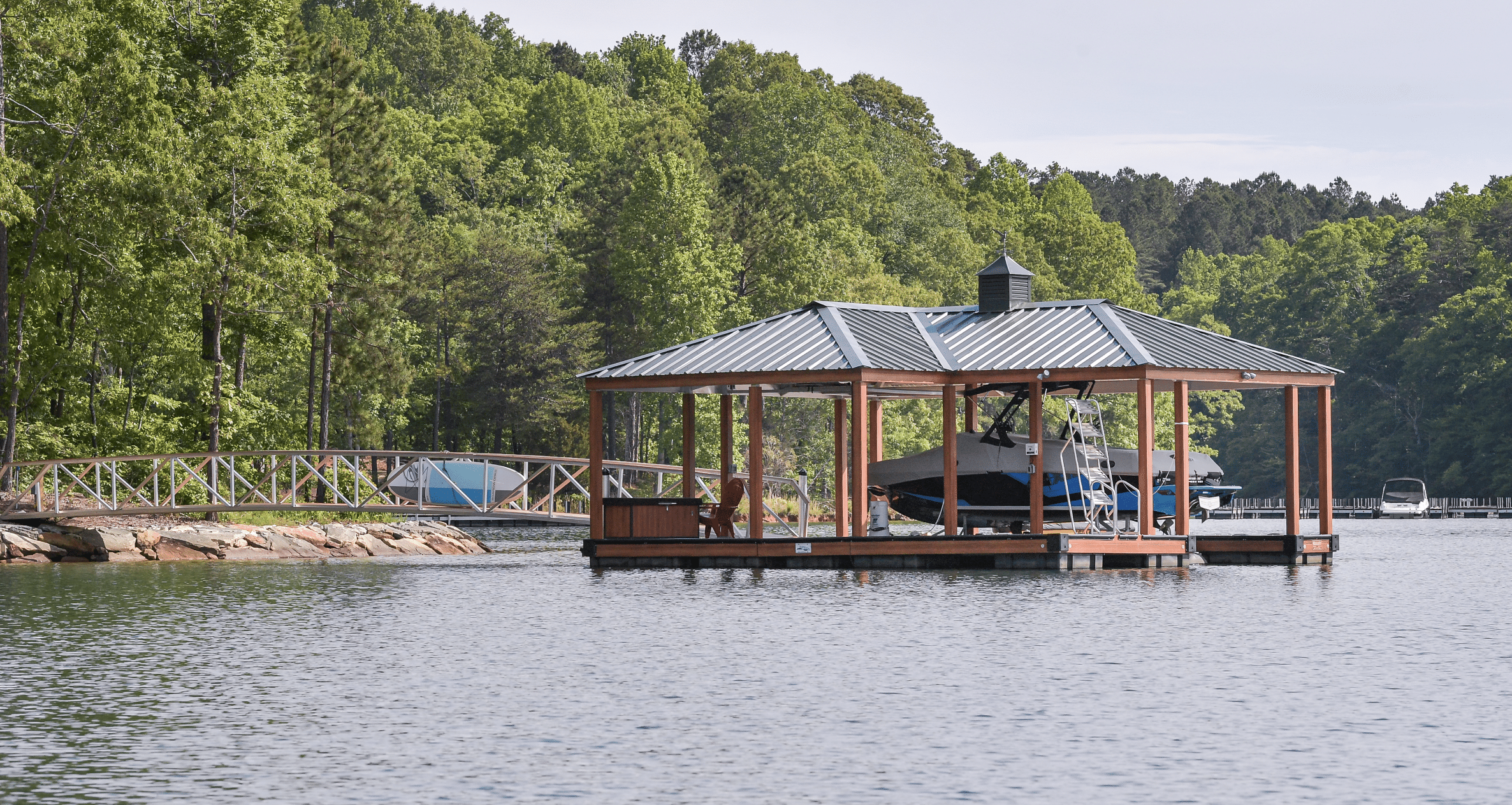 Boat dock repair crew working on Lake Allatoona