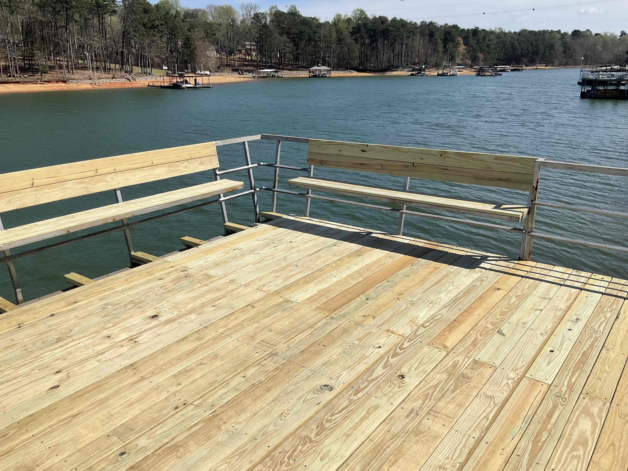 Completed dock redecking on Lake Lanier, walking surface view