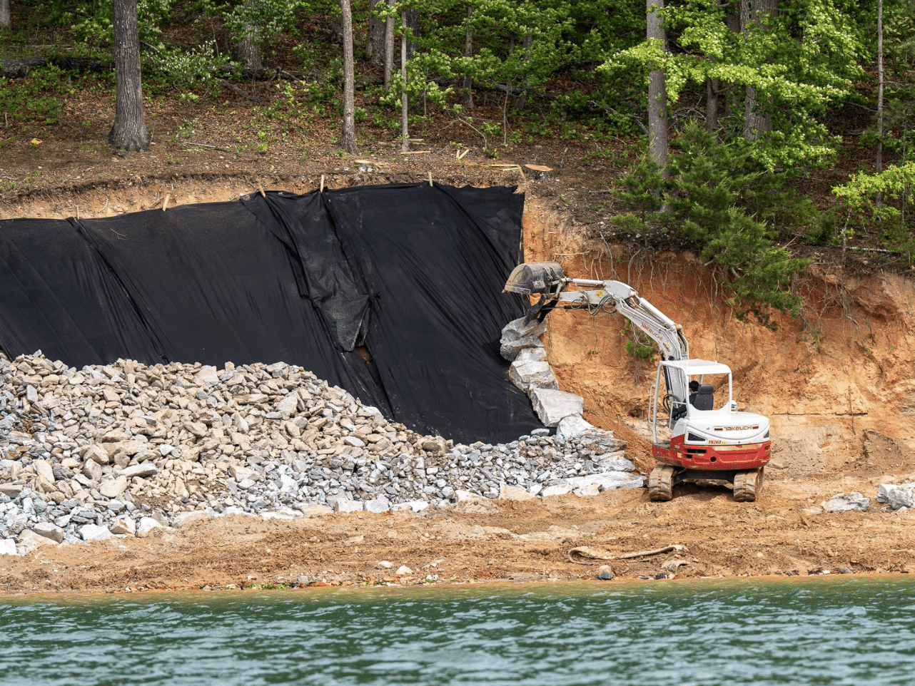 Photo placeholder: Completed rip rap shoreline